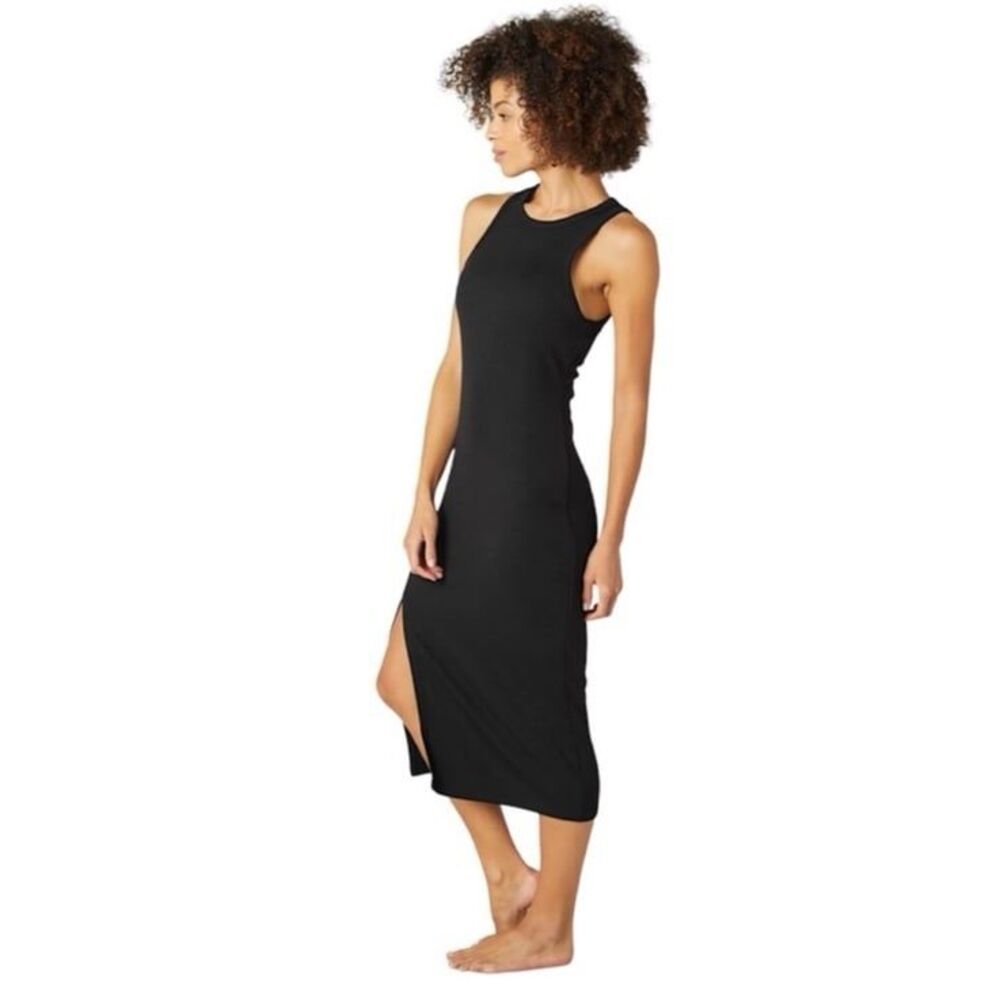 Beyond Yoga Ease Into It Midi Ribbed Tank Dress Black XS - Picture 2 of 9
